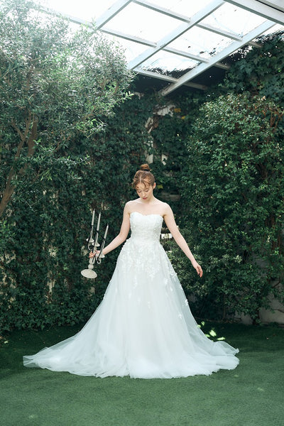 2way フラワーレース チュール Aラインドレス(W335)