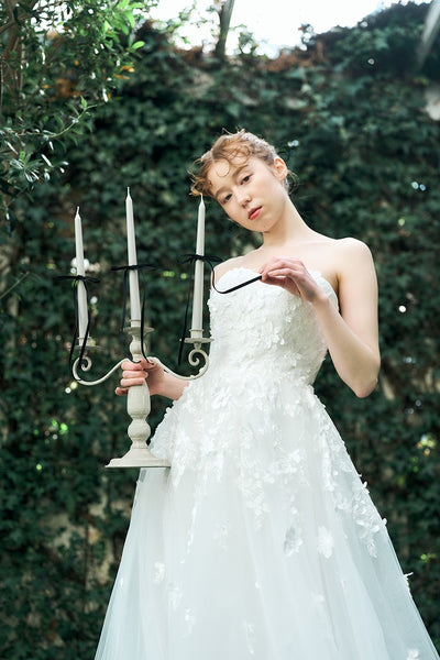 2way フラワーレース チュール Aラインドレス(W335)