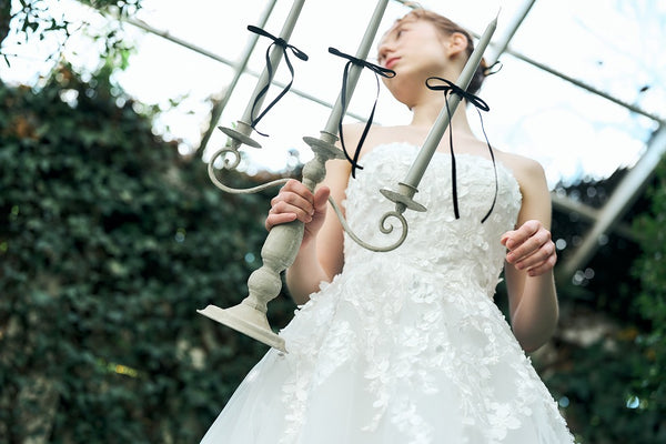 2way フラワーレース チュール Aラインドレス(W335)