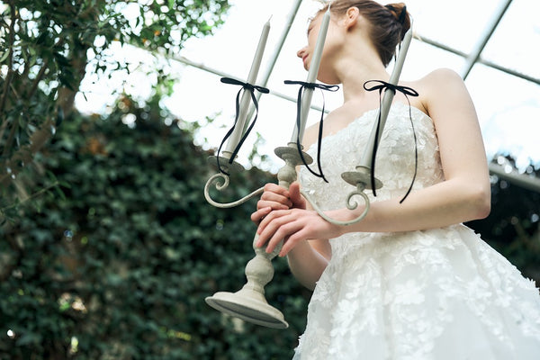 2way フラワーレース チュール Aラインドレス(W335)