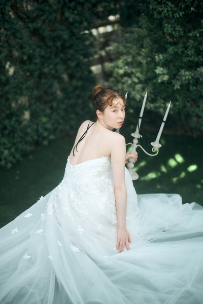 2way フラワーレース チュール Aラインドレス(W335)