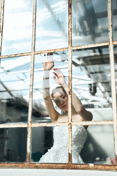 2way フラワーレース チュール Aラインドレス(W335)