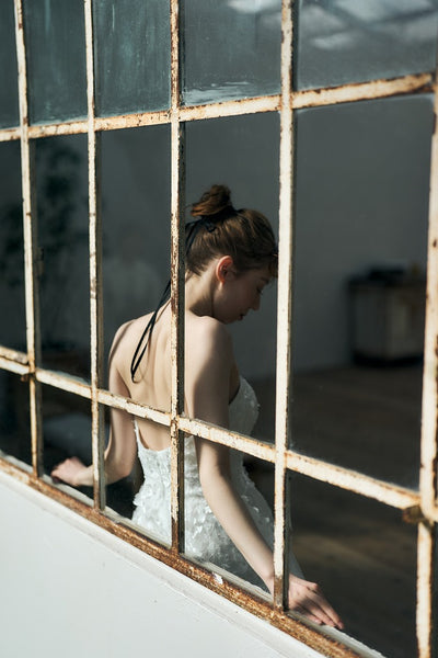 2way フラワーレース チュール Aラインドレス(W335)