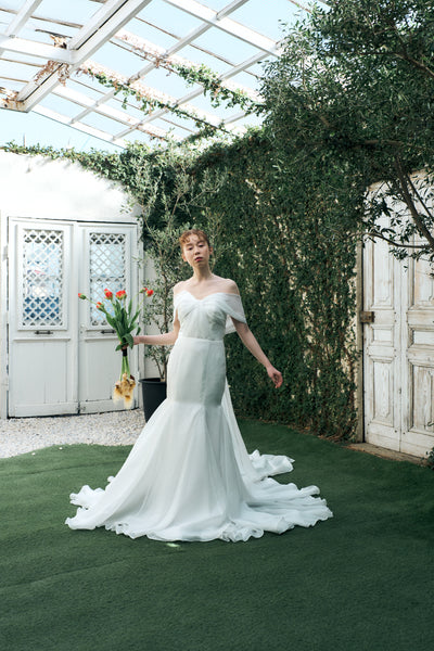 2way バックトレーン オフショルダー ソフトマーメイドドレス(W344)