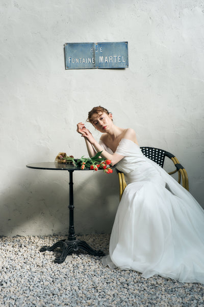 2way バックトレーン オフショルダー ソフトマーメイドドレス(W344)