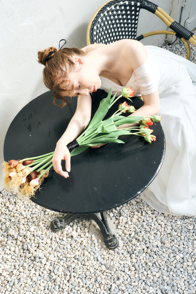 2way バックトレーン オフショルダー ソフトマーメイドドレス(W344)