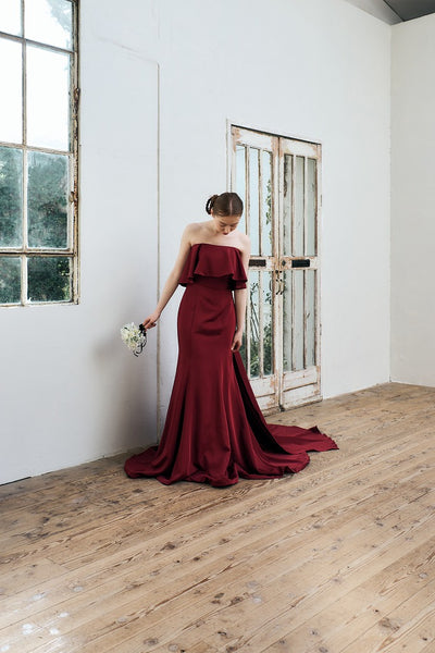 2way バックトレーン ソフトマーメイドドレス ボルドー(W338)