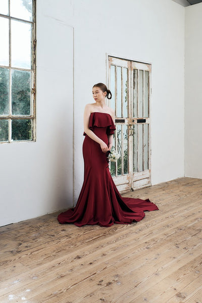 2way バックトレーン ソフトマーメイドドレス ボルドー(W338)