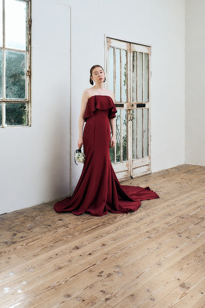 2way バックトレーン ソフトマーメイドドレス ボルドー(W338)