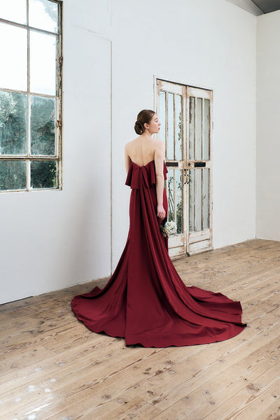 2way バックトレーン ソフトマーメイドドレス ボルドー(W338)