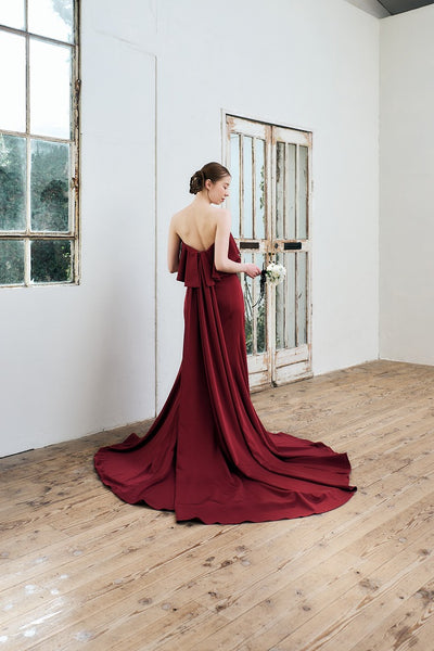 2way バックトレーン ソフトマーメイドドレス ボルドー(W338)