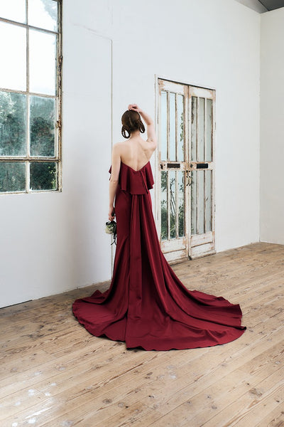 2way バックトレーン ソフトマーメイドドレス ボルドー(W338)