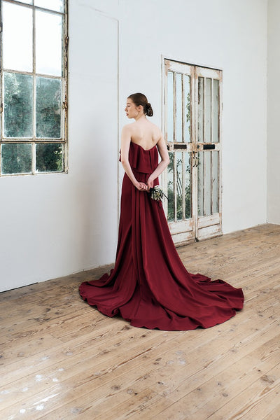 2way バックトレーン ソフトマーメイドドレス ボルドー(W338)