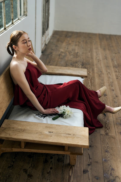 2way バックトレーン ソフトマーメイドドレス ボルドー(W338)