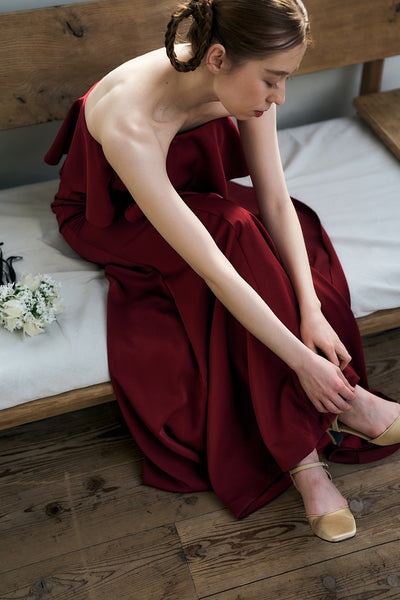 2way バックトレーン ソフトマーメイドドレス ボルドー(W338)