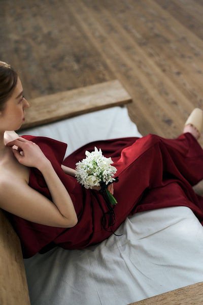 2way バックトレーン ソフトマーメイドドレス ボルドー(W338)