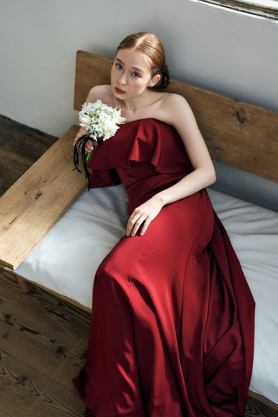 2way バックトレーン ソフトマーメイドドレス ボルドー(W338)