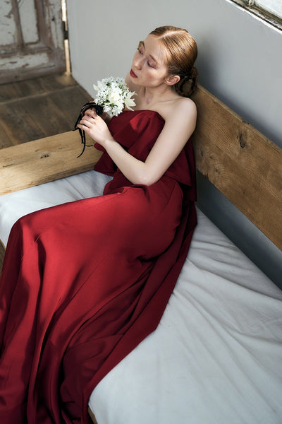 2way バックトレーン ソフトマーメイドドレス ボルドー(W338)