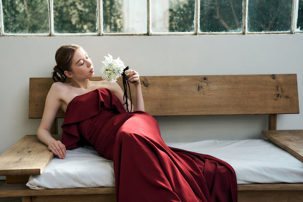 2way バックトレーン ソフトマーメイドドレス ボルドー(W338)