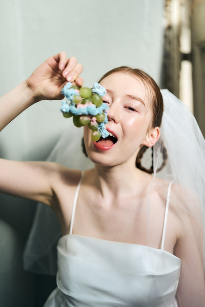 ミカド風 サテン スパゲッティストラップ コクーンドレス(W345)