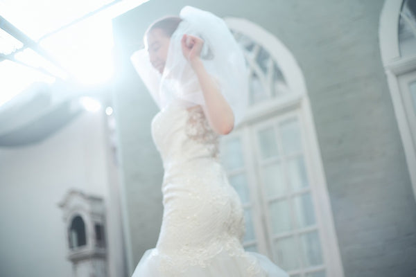 フレンチスリーブ 刺繍 マーメイドドレス(W336)