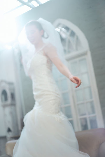 フレンチスリーブ 刺繍 マーメイドドレス(W336)