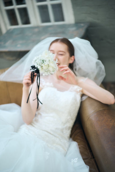 フレンチスリーブ 刺繍 マーメイドドレス(W336)