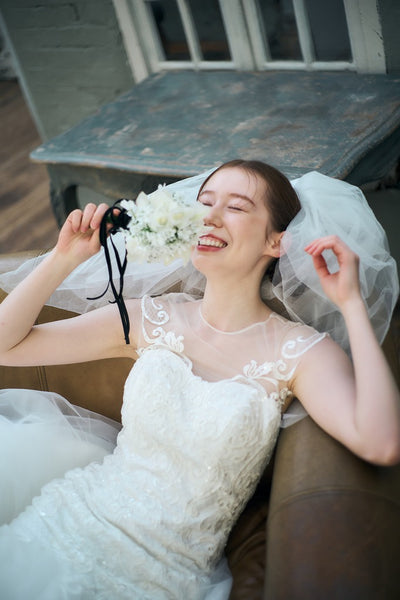 フレンチスリーブ 刺繍 マーメイドドレス(W336)