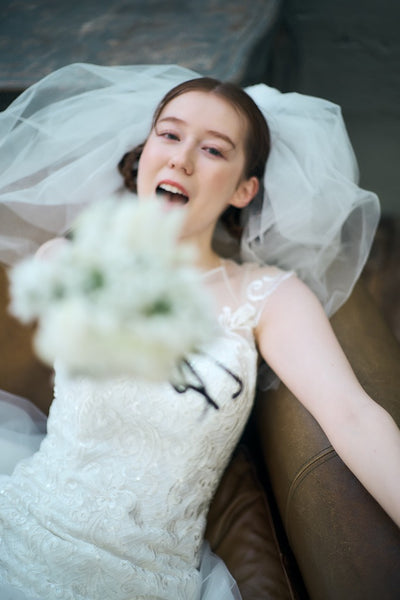 フレンチスリーブ 刺繍 マーメイドドレス(W336)