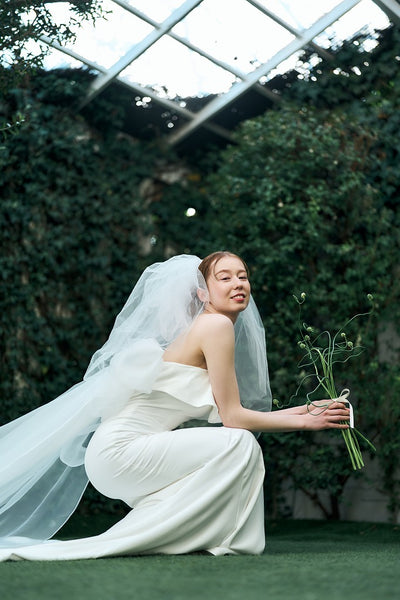 2way バックリボン フレアトップ ソフトマーメイドドレス(W343)