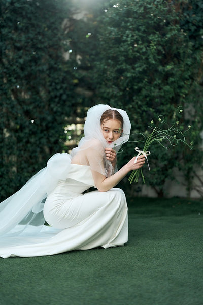 2way バックリボン フレアトップ ソフトマーメイドドレス(W343)