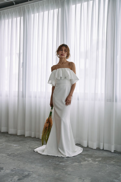 ベアトップ フリル ソフトマーメイドドレス(W323)