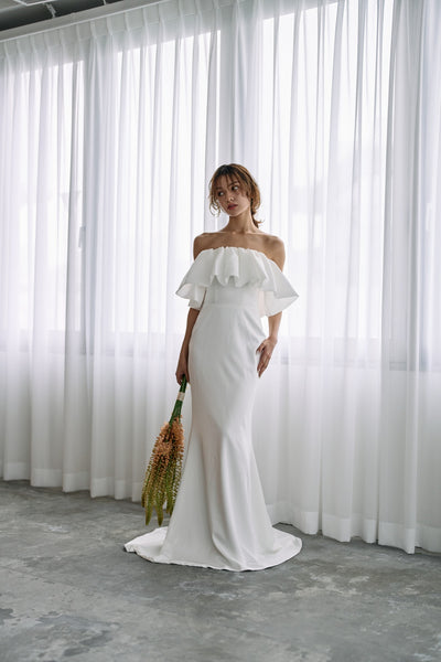 ベアトップ フリル ソフトマーメイドドレス(W323)