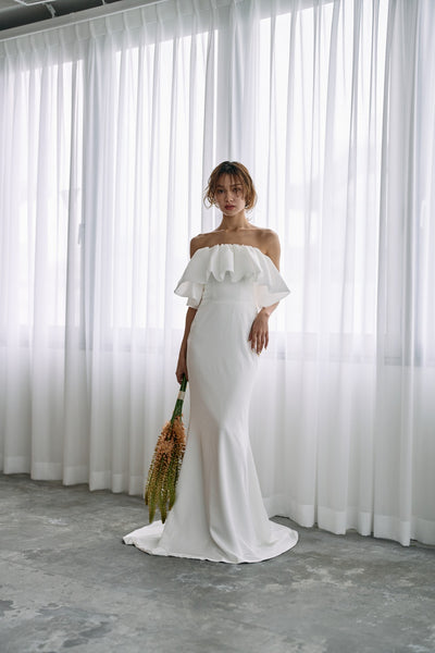 ベアトップ フリル ソフトマーメイドドレス(W323)