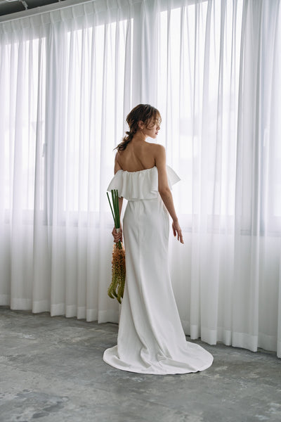 ベアトップ フリル ソフトマーメイドドレス(W323)