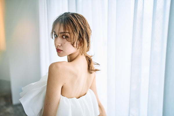 ベアトップ フリル ソフトマーメイドドレス(W323)