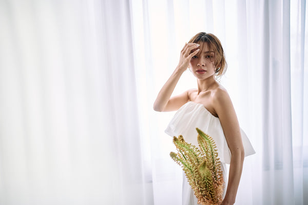 ベアトップ フリル ソフトマーメイドドレス(W323)