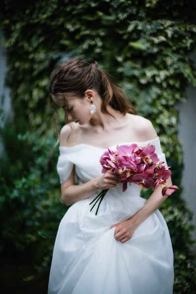 オーガンジーサテン オフショルダードレス(W264)