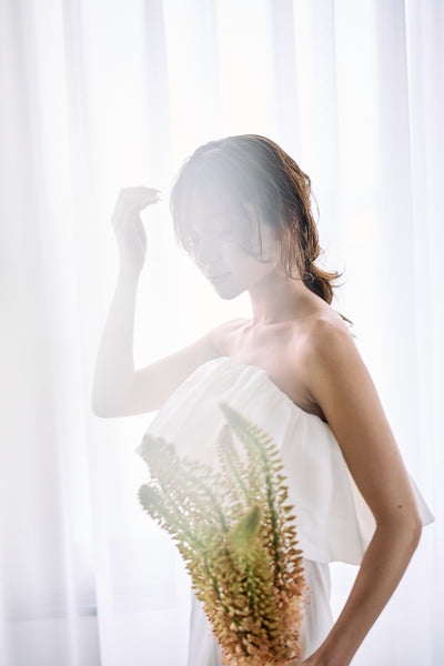 ベアトップ フリル ソフトマーメイドドレス(W323)