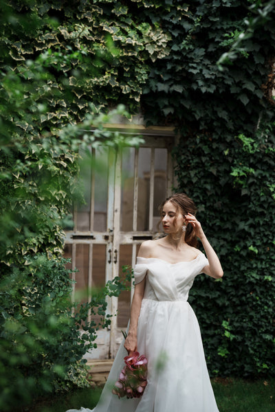 オーガンジーサテン オフショルダードレス(W264)