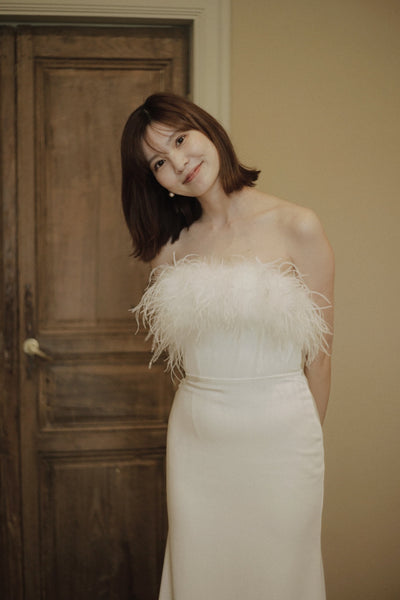 オーストリッチ フェザー ソフトマーメイドドレス(W349)