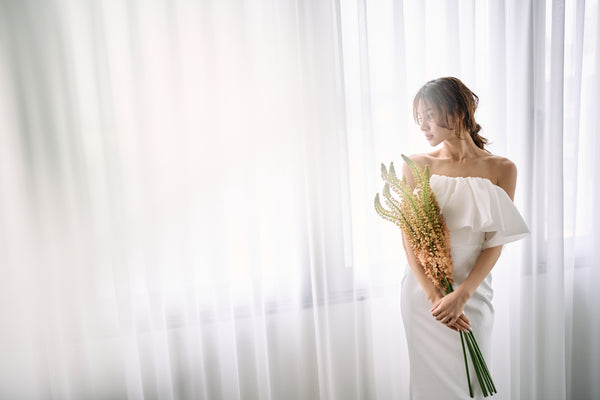 ベアトップ フリル ソフトマーメイドドレス(W323)