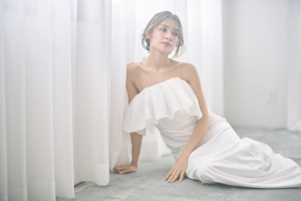 ベアトップ フリル ソフトマーメイドドレス(W323)