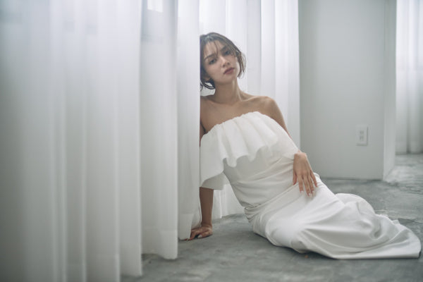 ベアトップ フリル ソフトマーメイドドレス(W323)