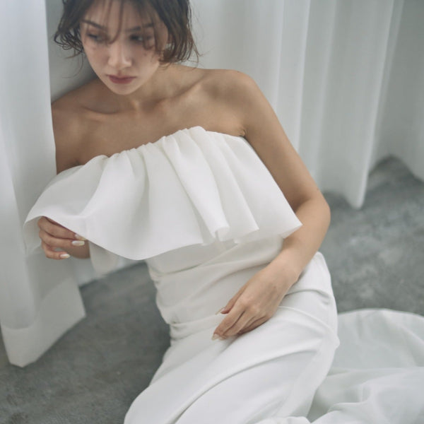 ベアトップ フリル ソフトマーメイドドレス(W323)