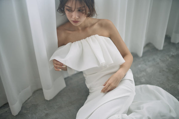 ベアトップ フリル ソフトマーメイドドレス(W323)