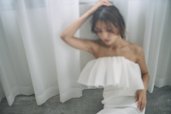 ベアトップ フリル ソフトマーメイドドレス(W323)