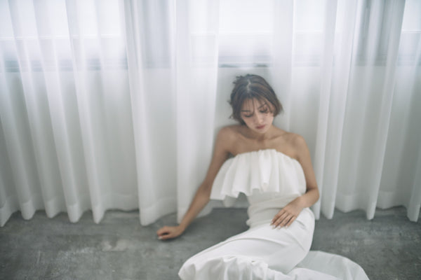 ベアトップ フリル ソフトマーメイドドレス(W323)