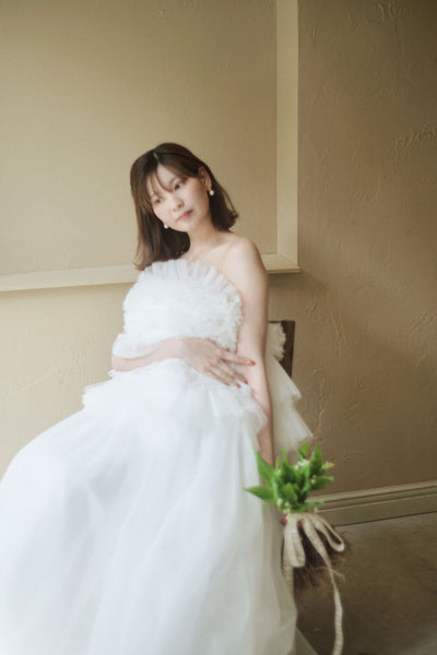 フリル チュールドレス ホワイト(W347WH)