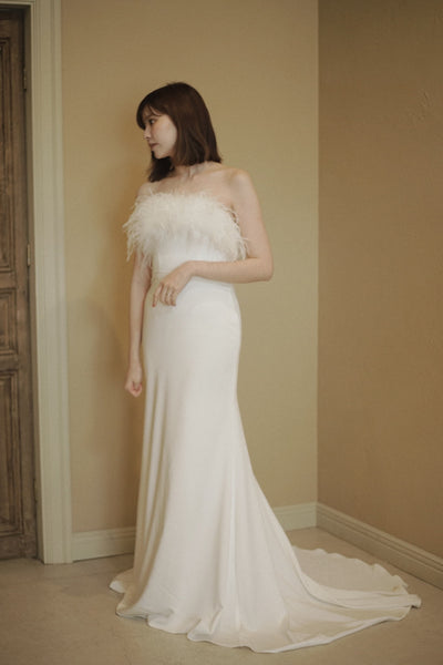 オーストリッチ フェザー ソフトマーメイドドレス(W349)